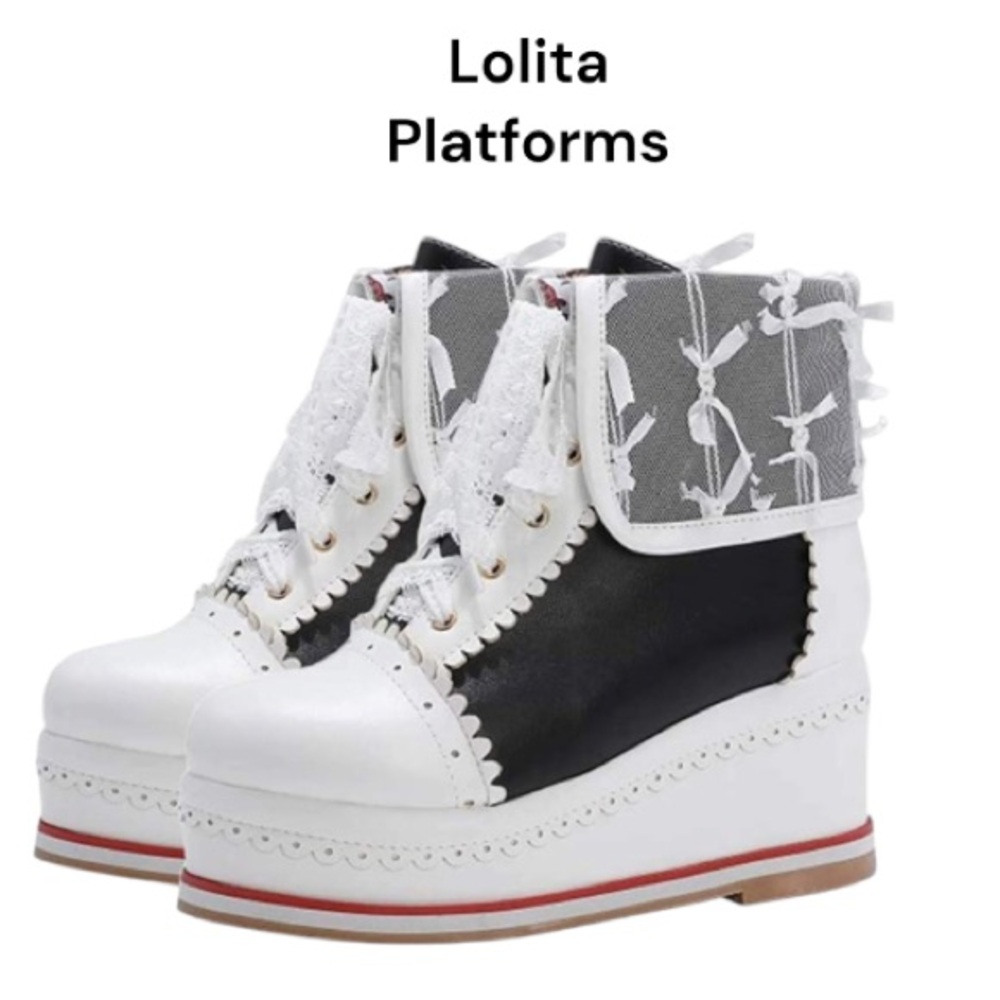 Sweet Lolita Cosplay Lace Platforms NWOT